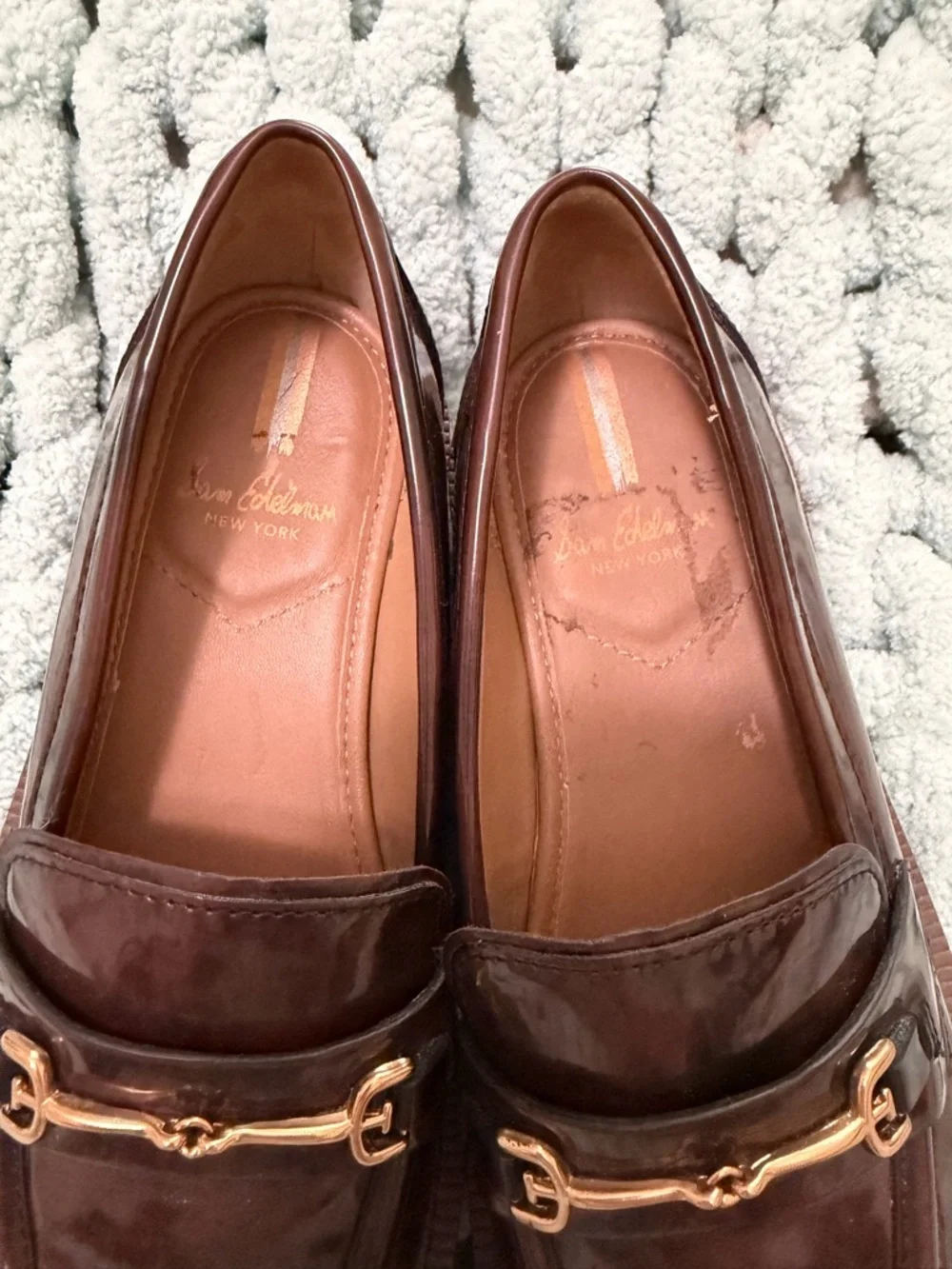 Sam Edelman Brown Patent Leather Lug Sole Loafers - Picture 15 of 17